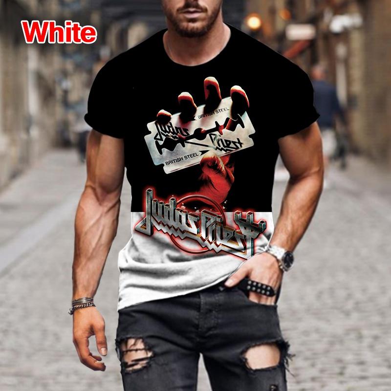 Kukebang Mode Hip Hop Rock Judas Priest Band 3d Bedrukte T-shirts Voor Mannen Casual O-hals Korte Mouw Tops Straat Trend Oversized tees - T-shirts L