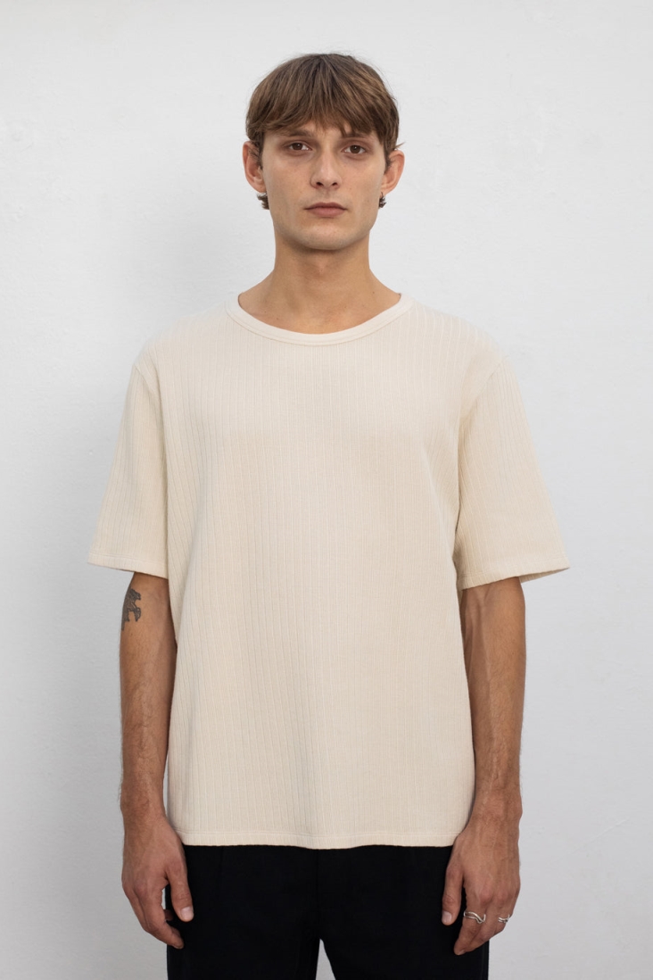 Rotholz Herren vegan T-Shirt Heavy Ribbed Sand