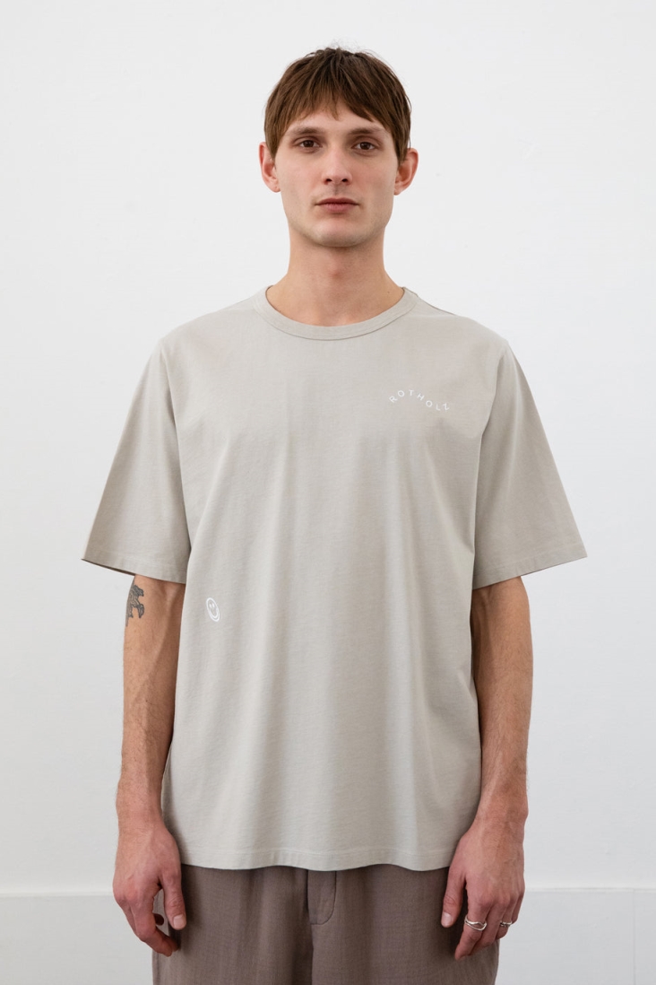 Rotholz Herren vegan T-Shirt Wavy Logo Sand