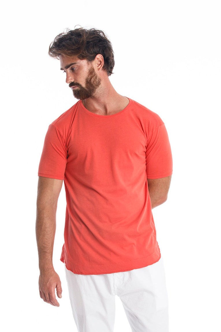 RAVENS VIEW IBIZA Herren vegan T-Shirt Rick Curved Radiant Red