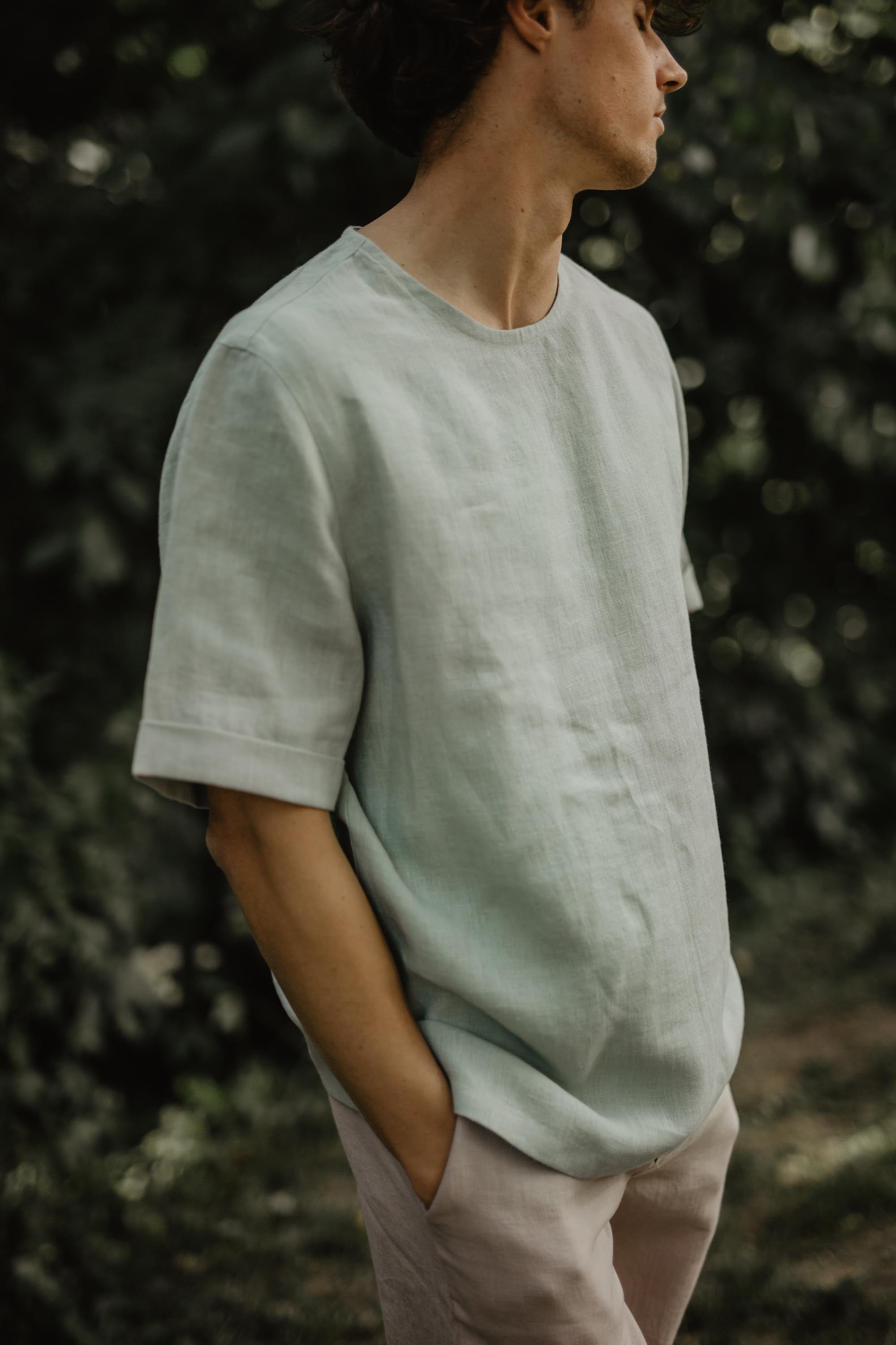 AmourLinen Herren vegan Top Atlas Salbei GrÃ¼n