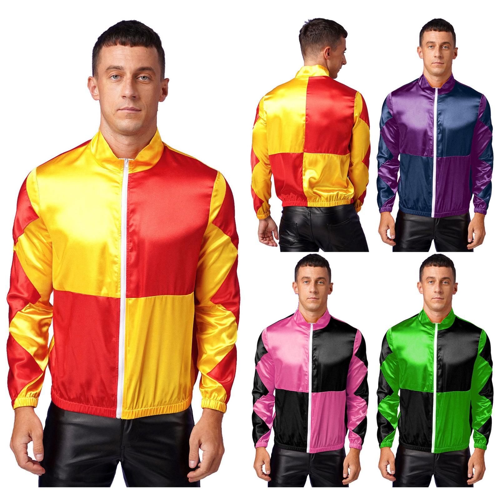 YOOJIA Paardenjockey-kostuum voor heren met kleurblokken, paardenrenner, race-bovenkleding, sport, toneelspeljas M geel/rood