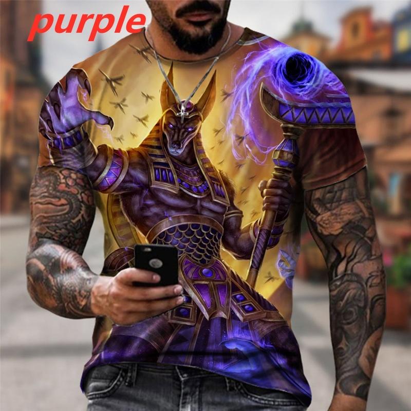 ETST 03 2023 Zomermode Oude Horus Egyptische God Anubis 3D Print T-shirt O Hals Streetwear Casual Cartoon Anime Korte Mouw Tee S
