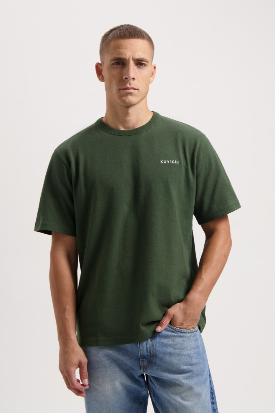 Kuyichi Herren vegan T-Shirt Liam Heavyweight MoosgrÃ¼n
