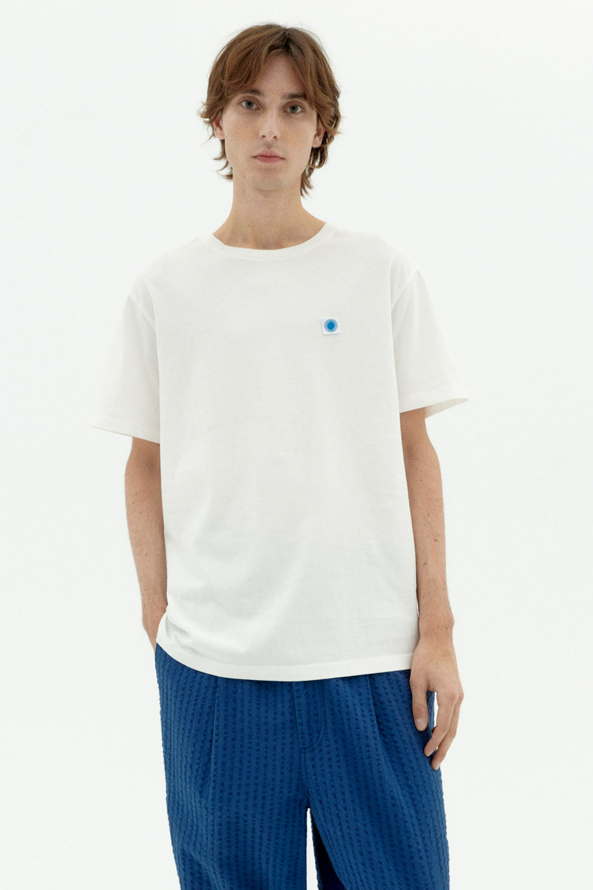Thinking mu Herren vegan T-Shirt Mit Blauer Sonne RÃ¼ckseite WeiÃŸ