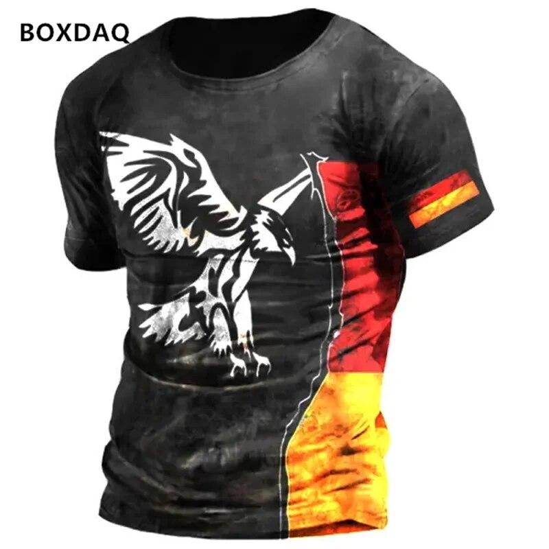 ETST 07 Duitse vlag herenmode T-shirts korte mouwen adelaar 3D print straat heren T-shirt 6XL plus size herenkleding losse casual tops XXL
