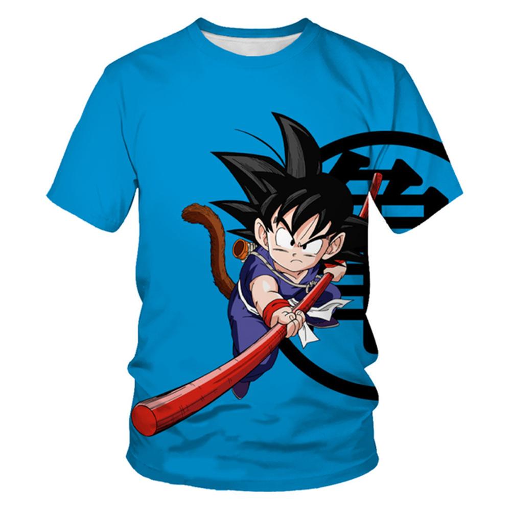 Baibao QIQI Kinderkleding Anime Dragon Ball Z T-shirt Goku Super Saiyan 3D Bedrukt Korte Mouw Harajuku Heren Tops Tees Jongens Meisjes Kleding XS