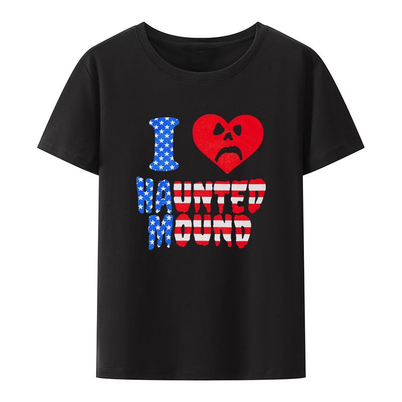 ETST 011 Sematary I Love Haunted Mound Populaire Trend Hartvormig T-shirt Heren Korte Mouw Grafische T-shirts Halloween Casual Shirt Tops M