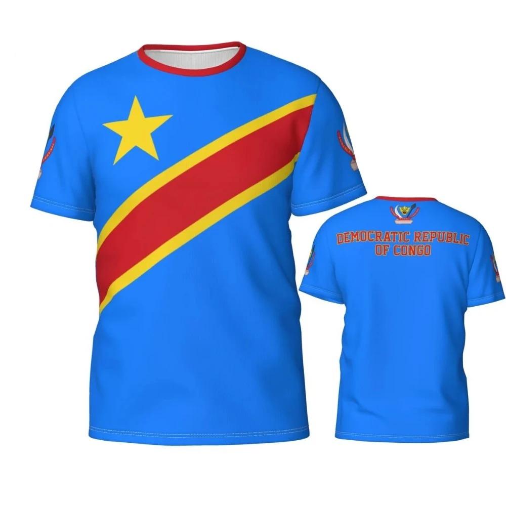 ETST WENDY 005 2024 Nieuw Congo vlag grafisch 3D geprint T-shirt Congo nationaal embleem mode heren tops nationale feestdag cadeaus gepersonaliseerd T-shirt S