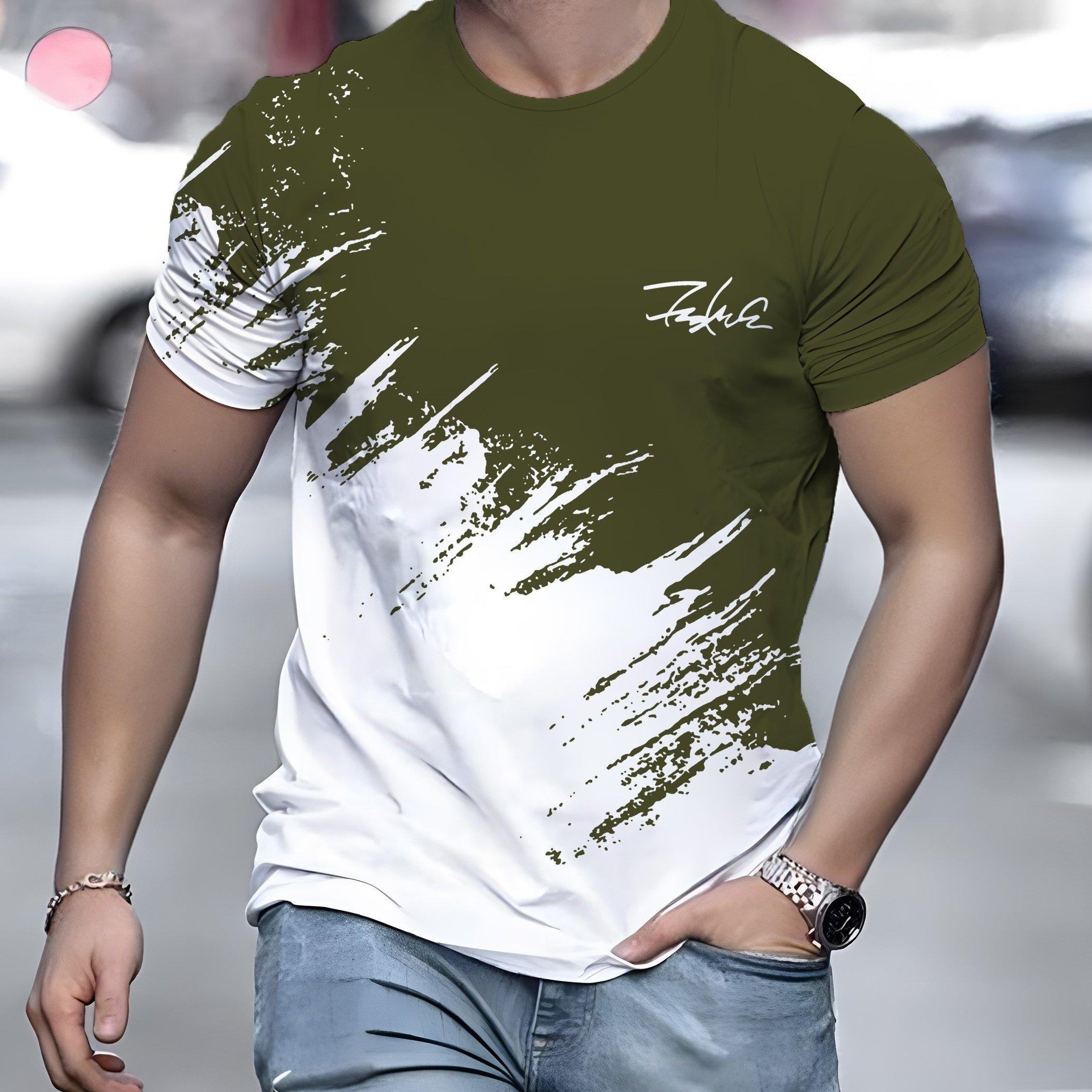 ETST WENDY 005 Casual heren T-shirt met gradiëntprint en korte mouwen voor heren 3D-tekstpatroon T-shirts Topmode Straatontwerp Herenkleding XL