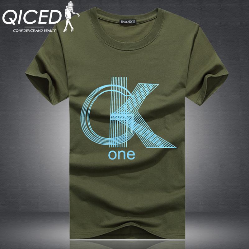 QICED Zomer T-shirt met korte mouwen Heren O-hals Trend Ondershirt XXXXXL legergroene kleur