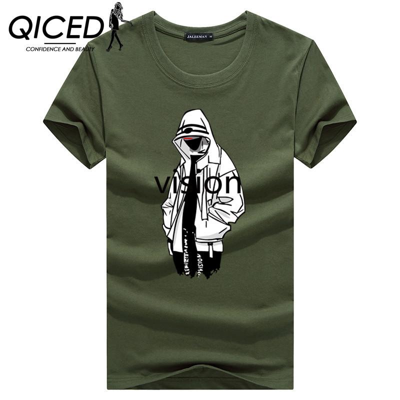 QICED Zomer T-shirt met korte mouwen Heren O-hals Trend Ondershirt L wit