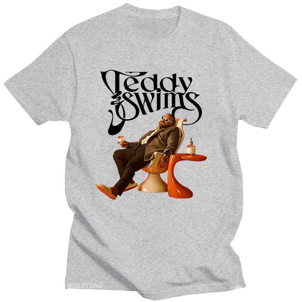 Trendy discount Teddy Swims T-shirt O-hals Grunge T-shirt Korte Mouw Hip Hop Katoen T-shirt Grafische Print Vintage Kleding M zwart