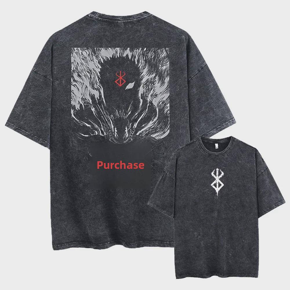 VantaGoods Berserk Anime Retro Washed Heren Hip Hop Street T-shirt L
