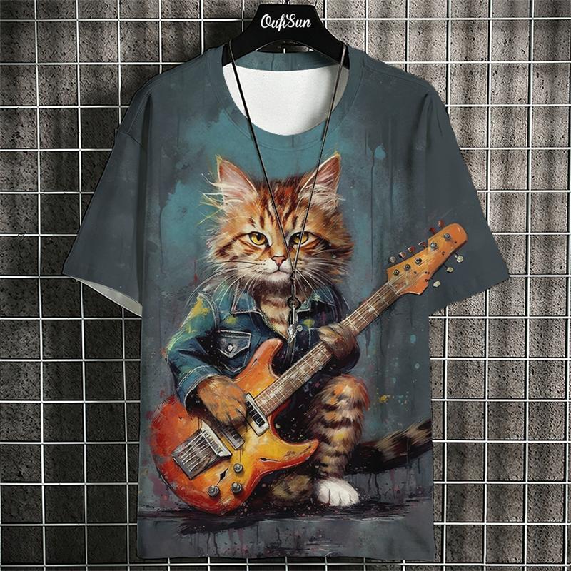Transmission of love Samurai Kat Grafische T-shirts voor Heren Dames Bedrukte T-shirts Zomer Mode O-hals Korte Mouw Tops Oversized T-shirt Maat XS-6XL 4XL