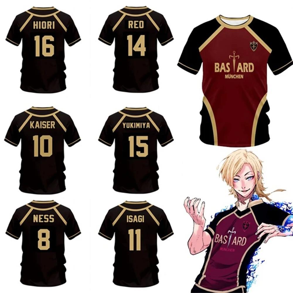 ETST 03 Blue Lock Anime Jersey Grafische T-shirts Heren Bastard München Voetbal Cartoon Zomer Unisex Bedrukt T-shirt Training Sport Tops kids140