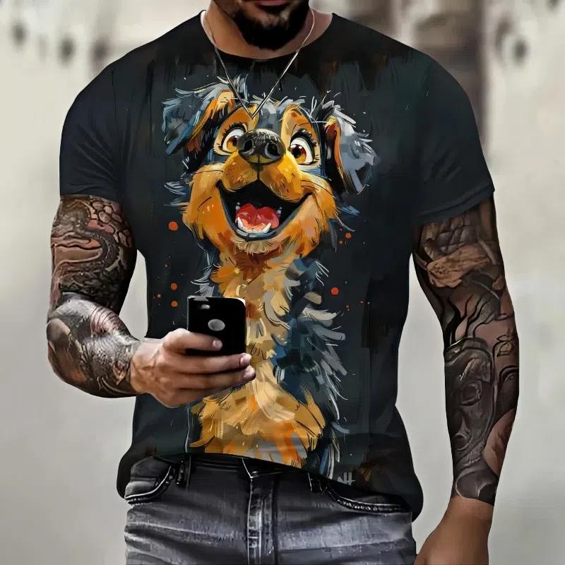 Haijian03 Heren 3D dier muis geprint T-shirt zomer mode casual outdoor sport fitness ronde hals korte mouwen heren overhemd kleding 5XL