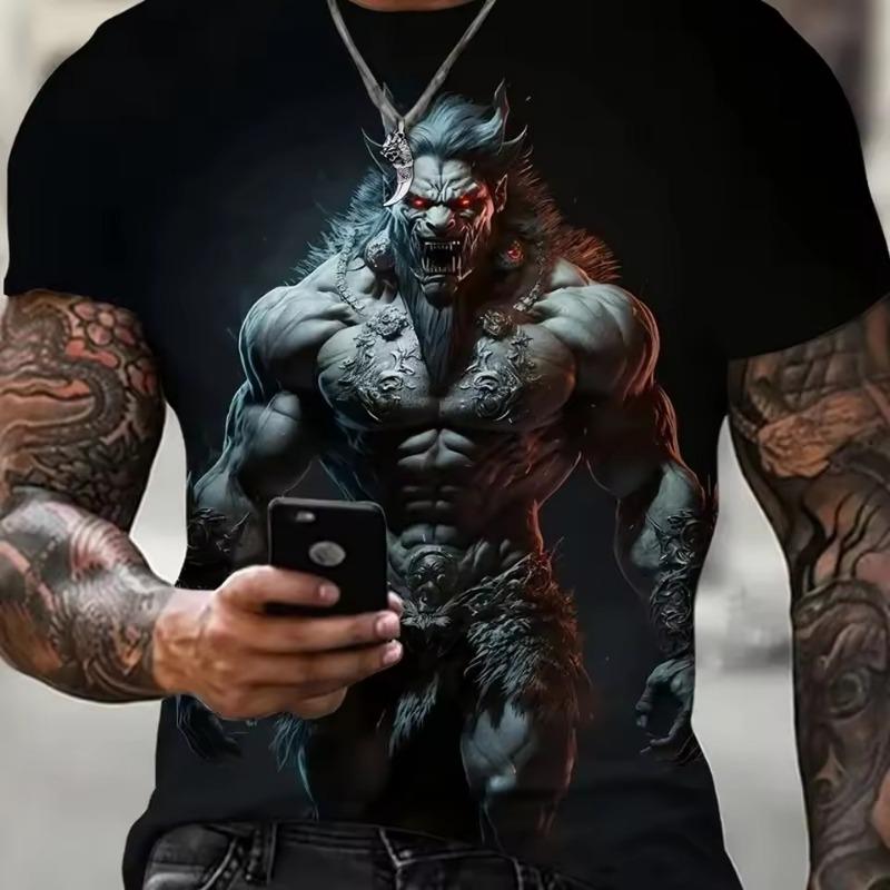 Forever Men Grappig heren T-shirt 3D-geprinte kip T-shirt Dierlijke hond patroon Korte mouwen T-shirts Oversized Streetwear Zomer Casual Heren Tops XS