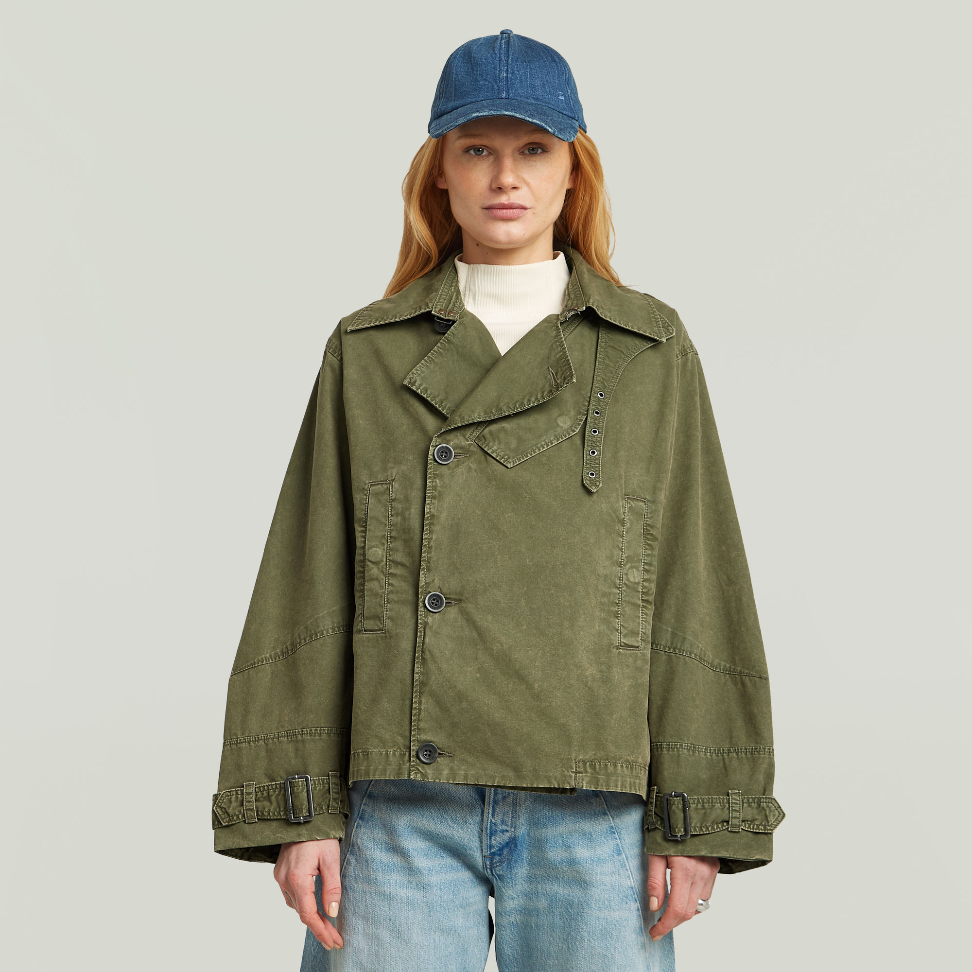 G-Star RAW Oversized Short Trenchcoat - Groen - Dames