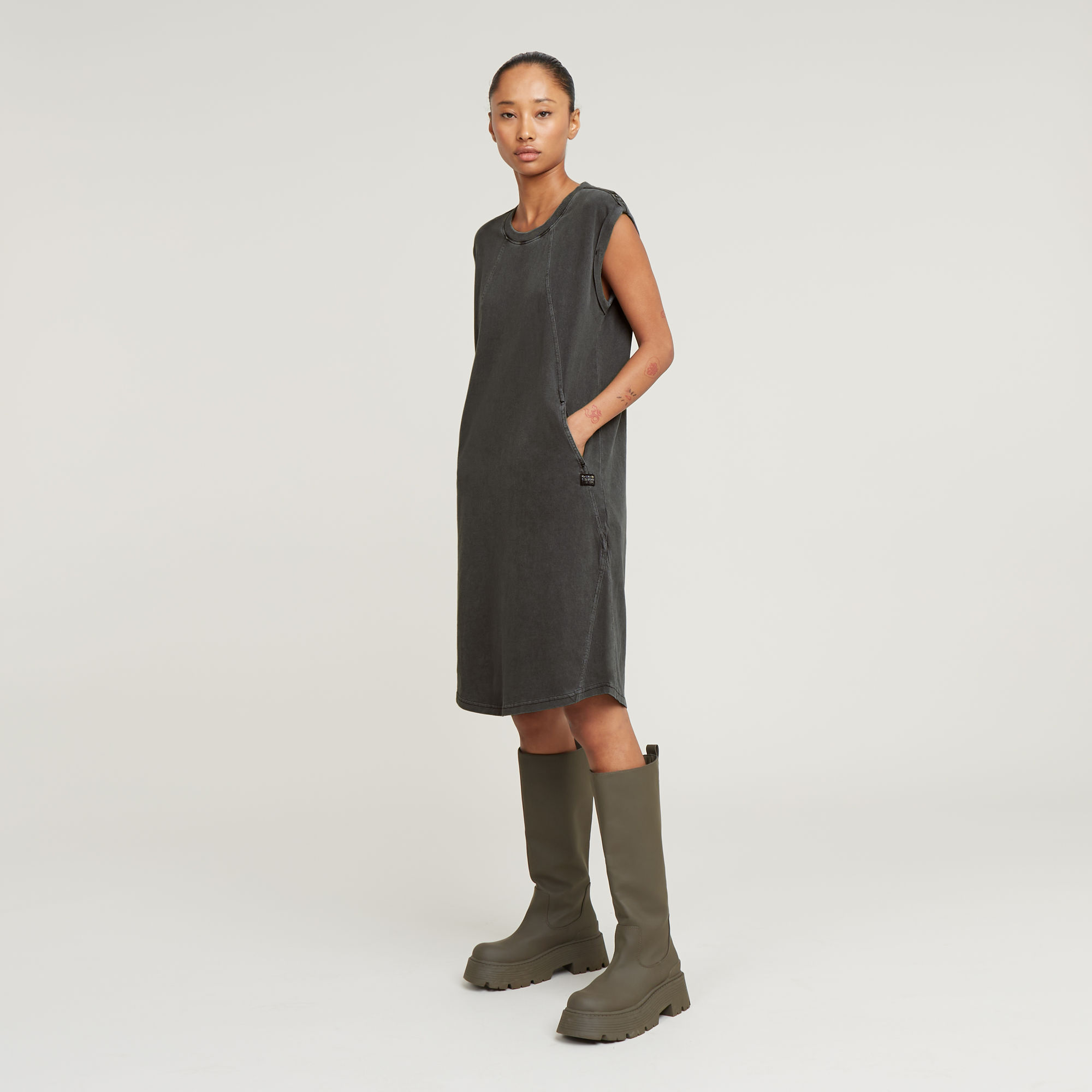 G-Star RAW Seam Detail Overdyed Loose Jurk - Zwart - Dames