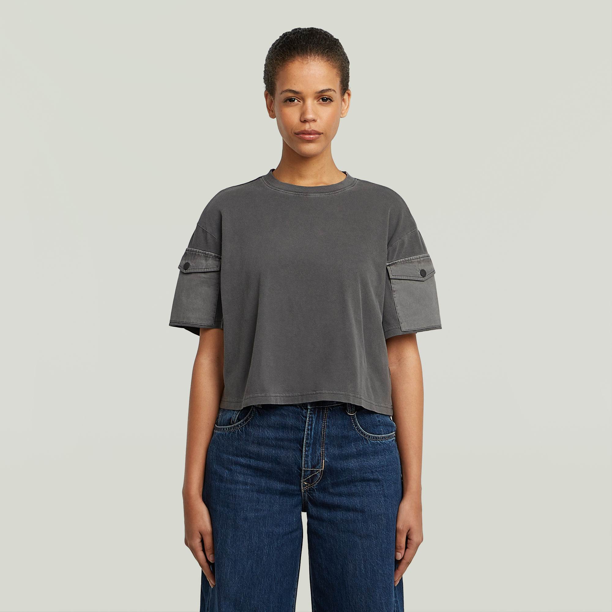 G-Star RAW Washed Mix Boxy Cropped T-shirt - Zwart - Dames