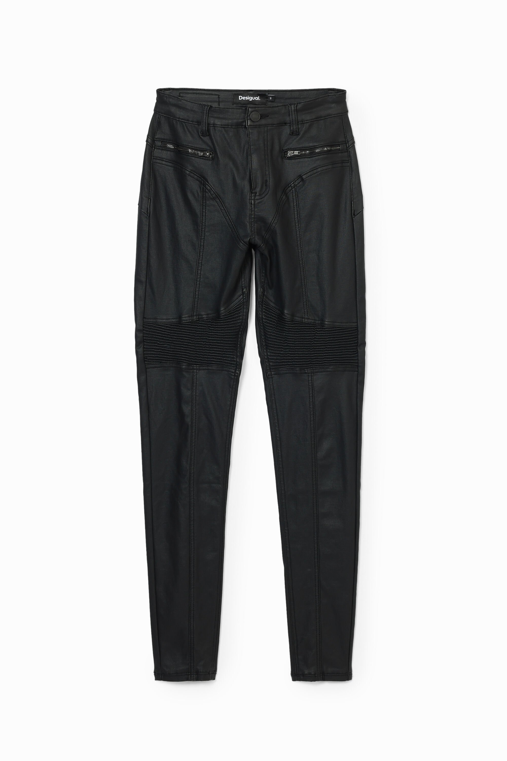 Desigual Slim fit leatherlook broek - BLACK