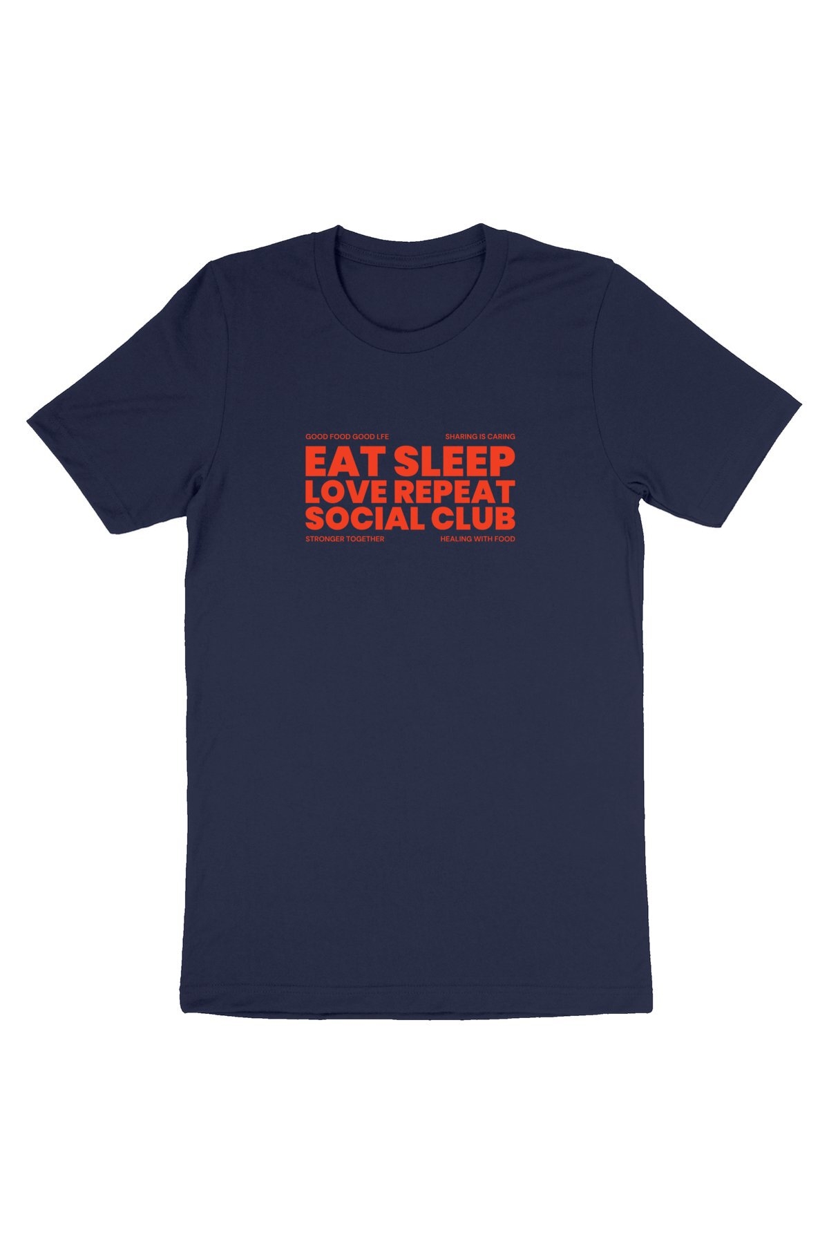 Oat Milk Club Damen vegan T-Shirt Eat Sleep Love Repeat Marineblau