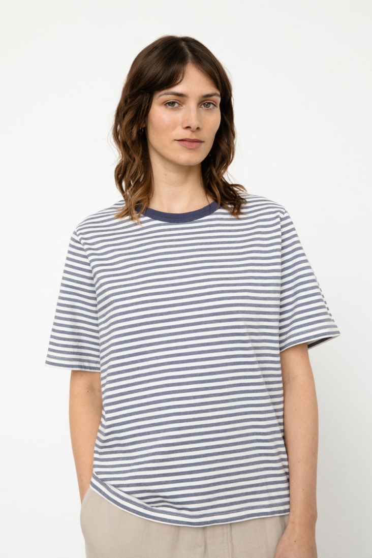 Rotholz Damen vegan T-Shirt Gestreift Blau