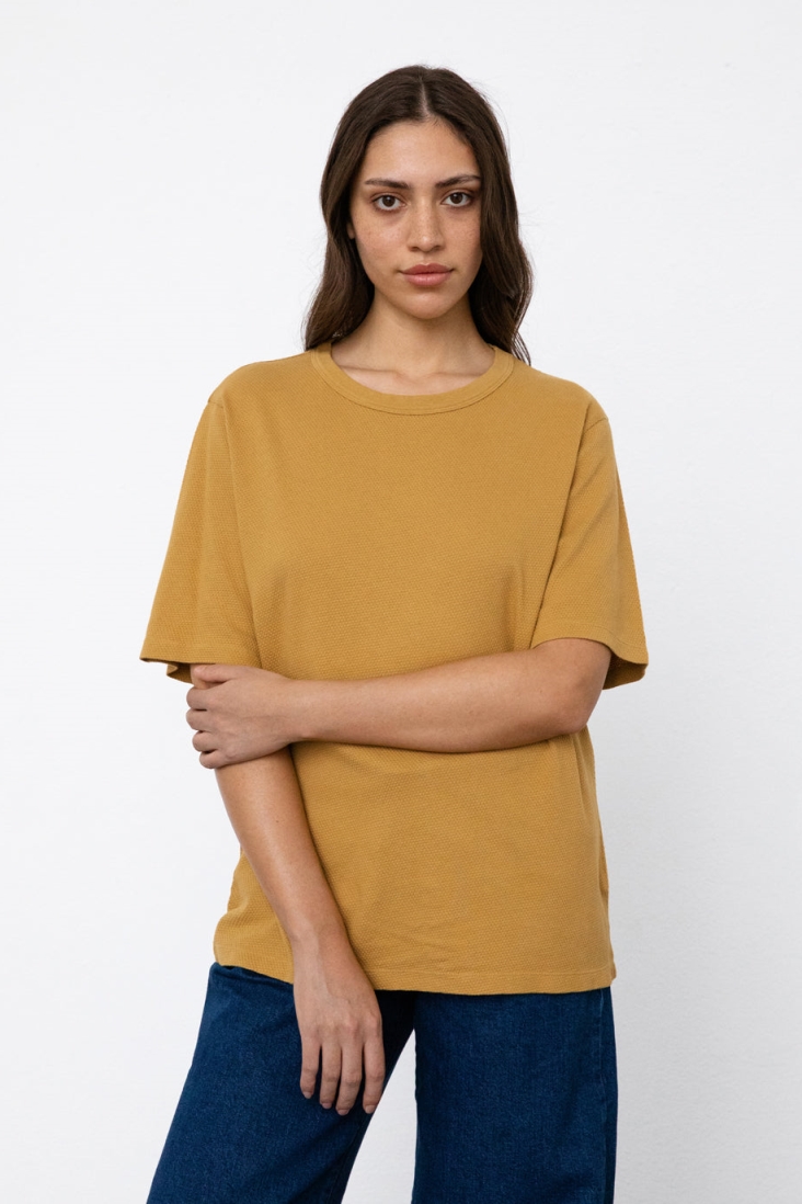 Rotholz Damen vegan T-Shirt Waffel Senfgelb