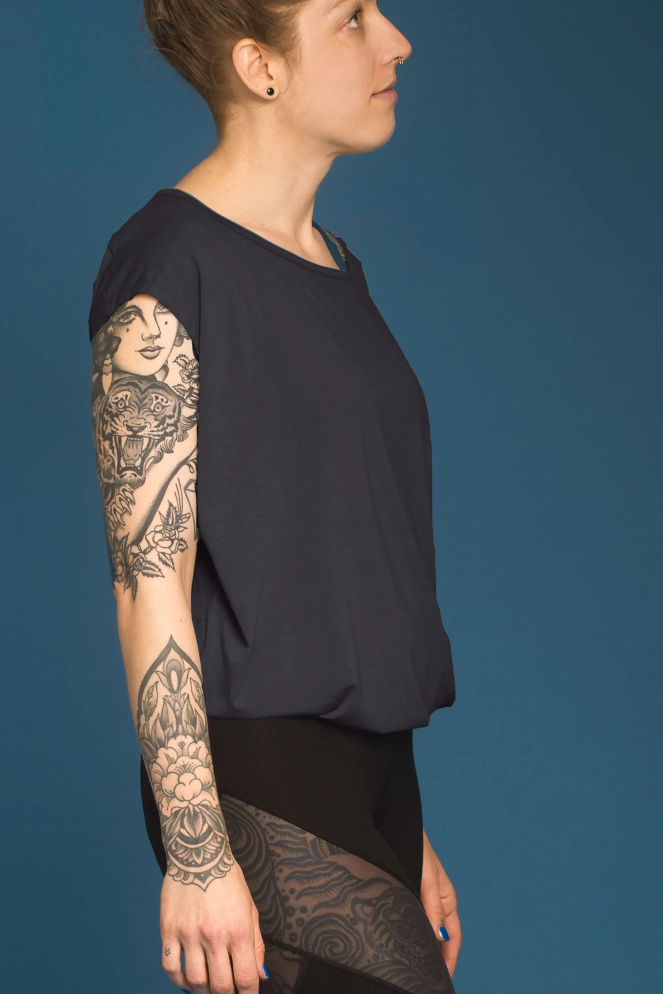 Nice to meet me Damen vegan Relax T-Shirt Dunkelgrau