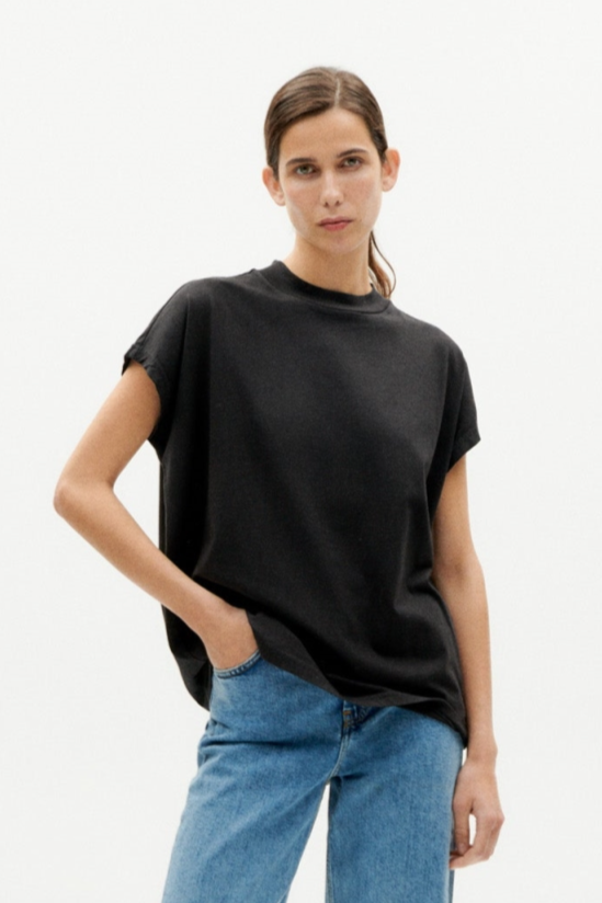 Thinking mu Damen vegan Basic T-Shirt Volta Schwarz