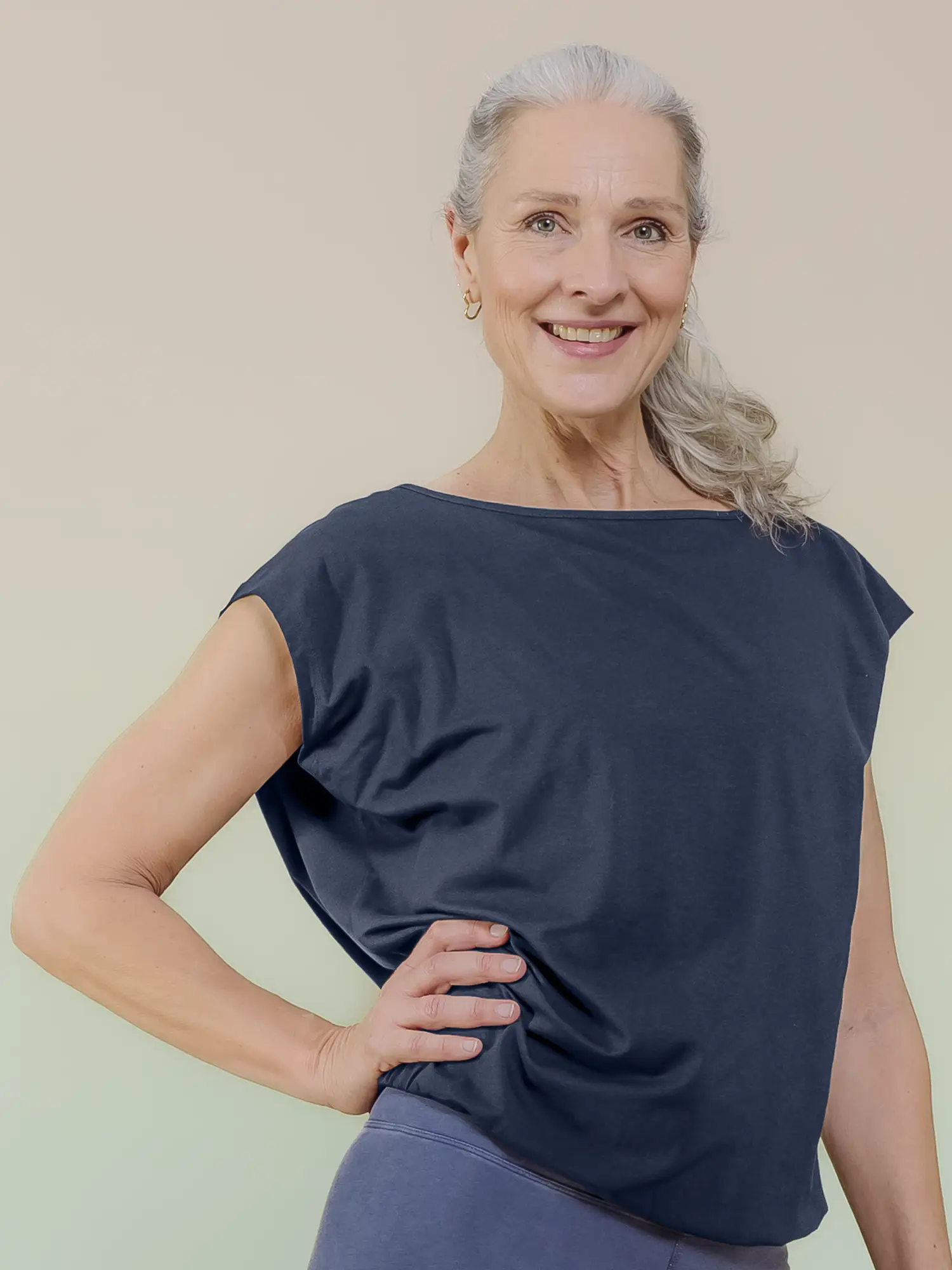 Nice to meet me Damen vegan T-Shirt Relax Night Blue