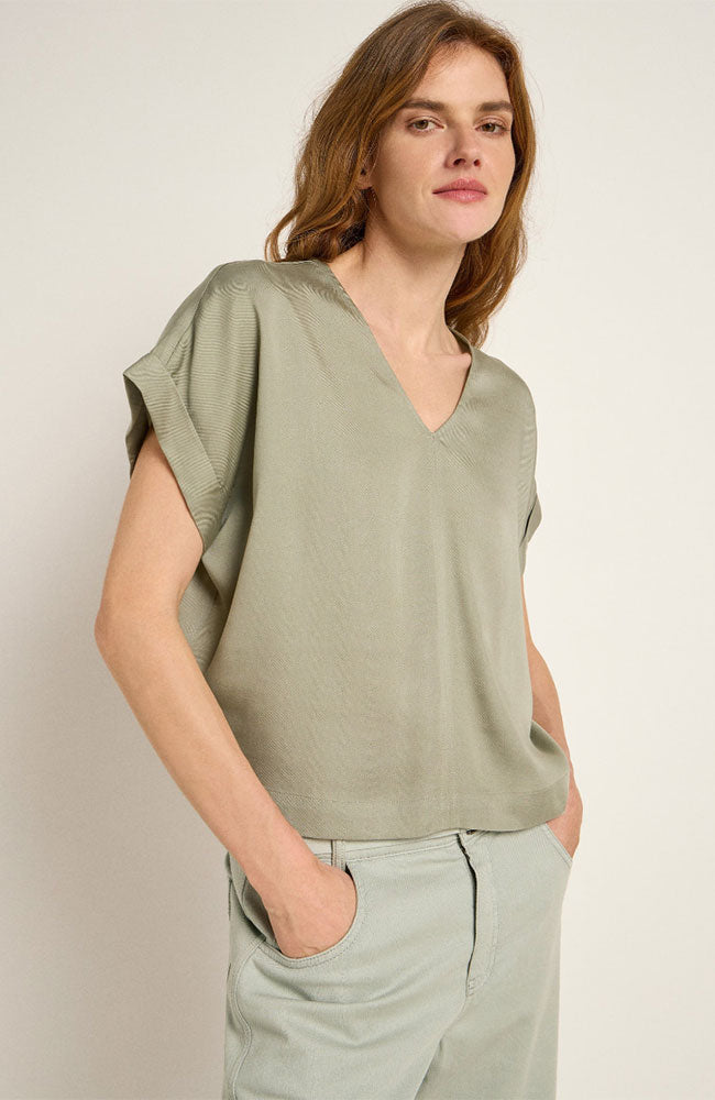 LANIUS Damen vegan Bluse Tencel Aqua Grau