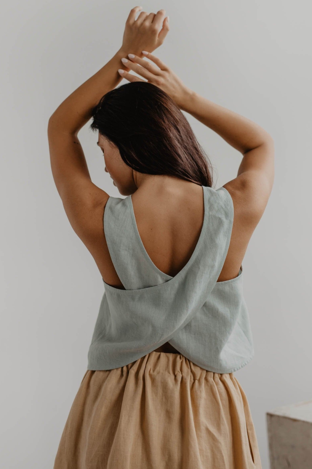 AmourLinen Damen vegan Top Ella Salbei GrÃ¼n