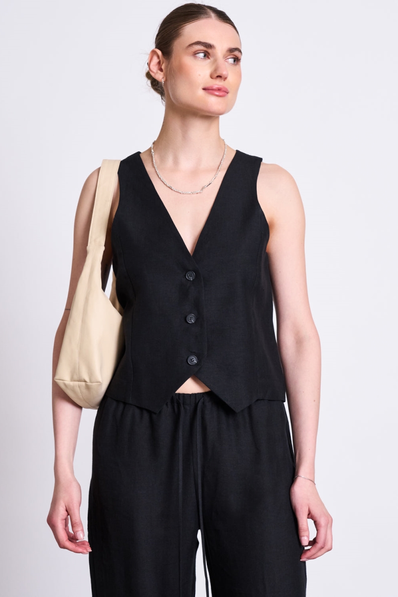 JAN N JUNE JAN 'N JUNE Damen vegan Weste Hvide Schwarz