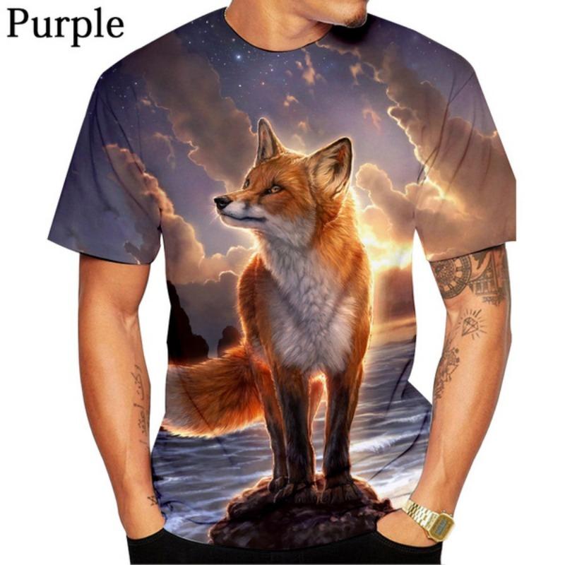 ETST 05 Dames/Heren Casual T-shirt Nieuwste Mode 3D Geprint Dier Leuke Vos T-shirt Ademend Zacht en Comfortabel T-shirt 2XL