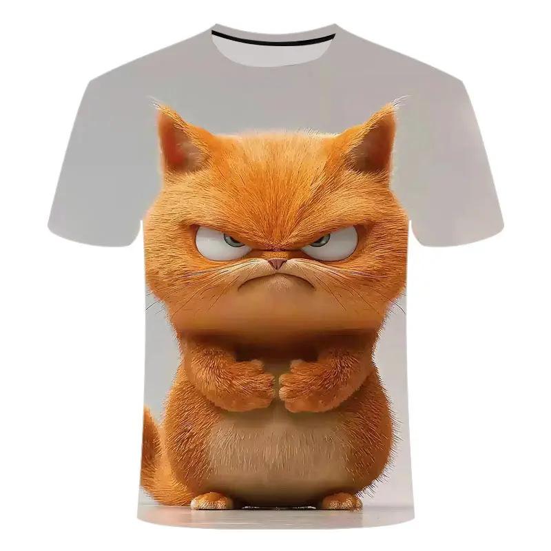 ETST 07 Grappig kattenpatroon T-shirt voor mannen Persoonlijkheidsdier 3D-geprinte T-shirts Zomer Losse tops met korte mouwen Casual ronde hals T-shirts 6XL