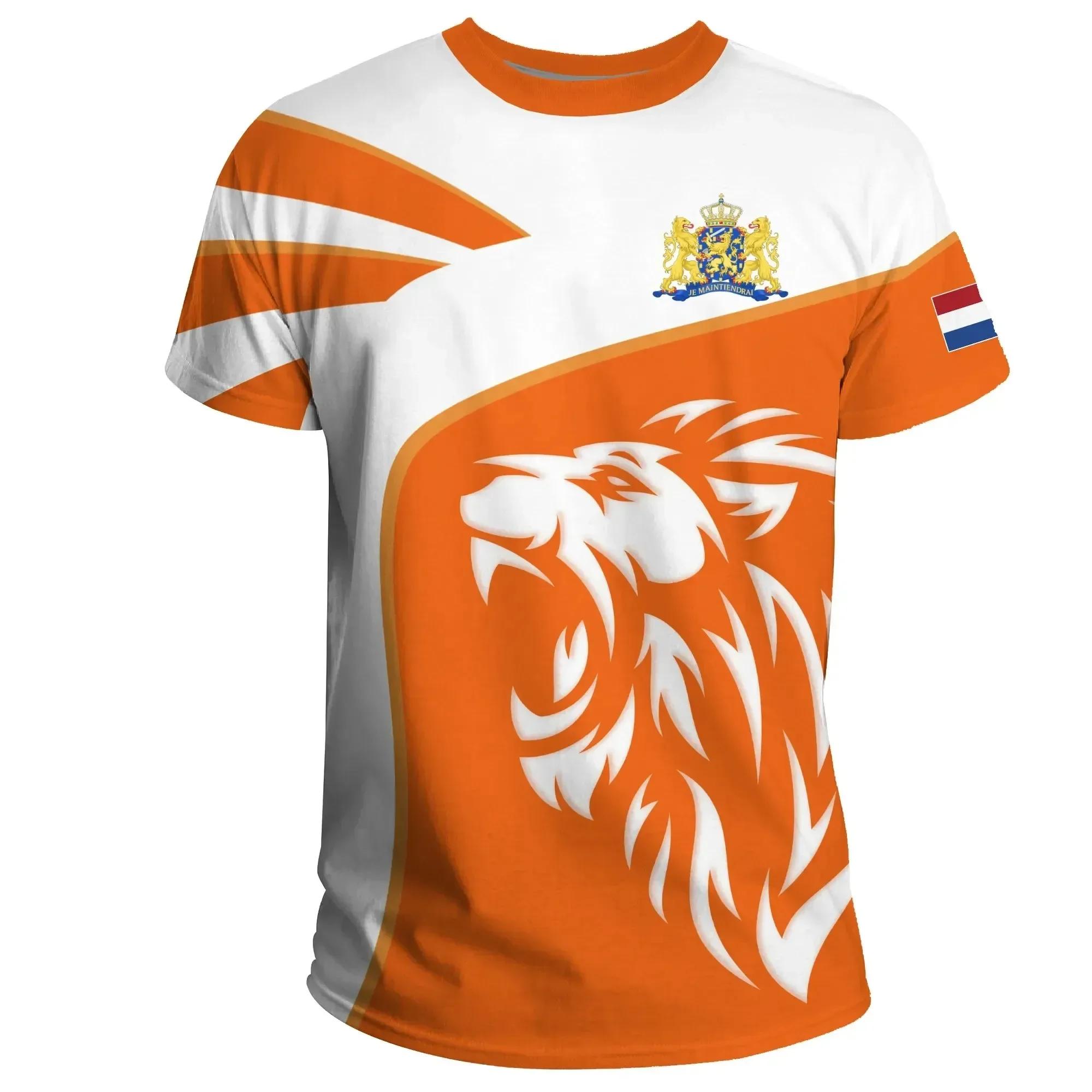 ETST 007 Mode 3D Nederlandse Nationale Vlag Print T-shirt Voor Mannen Zomer Nationale Embleem T-shirts Casual O-hals Korte Mouw Losse Tops 5XL