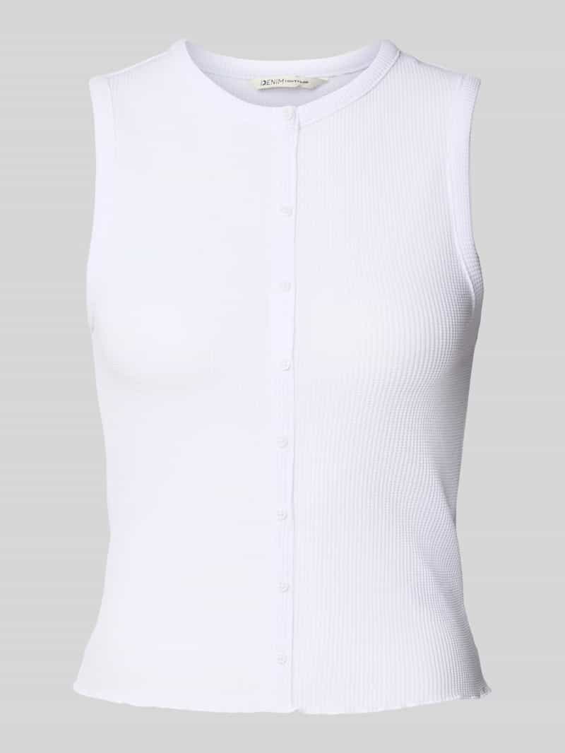 Tom Tailor Denim Gebreide top met knoopsluiting en in riblook, mouwloos