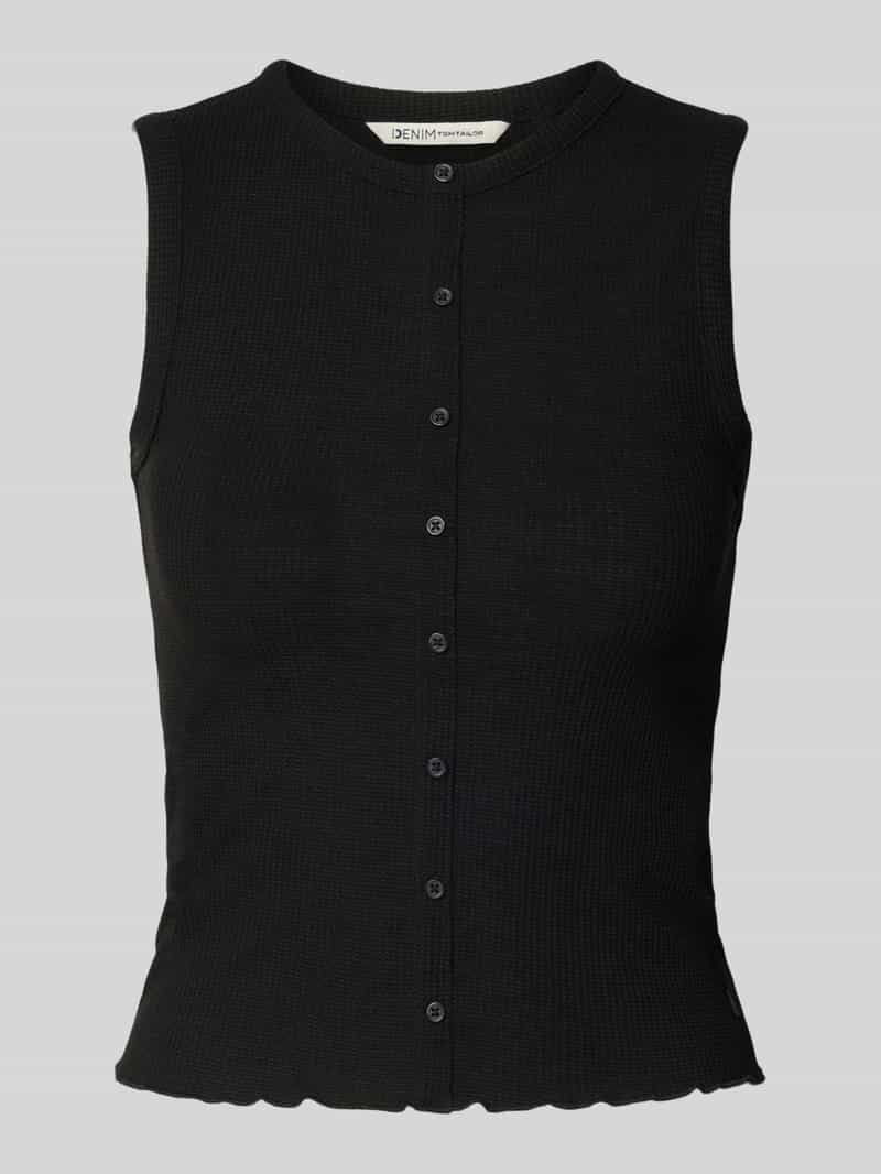 Tom Tailor Denim Gebreide top met knoopsluiting en in riblook, mouwloos