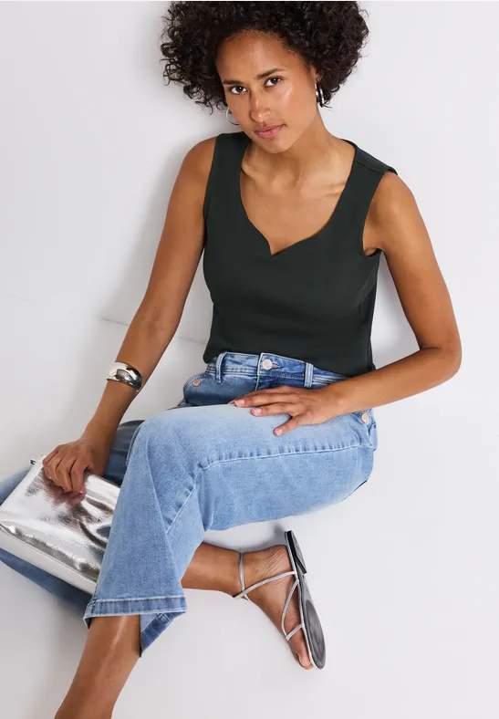STREET ONE Shirttop Gania met hartvormige halslijn en stretch