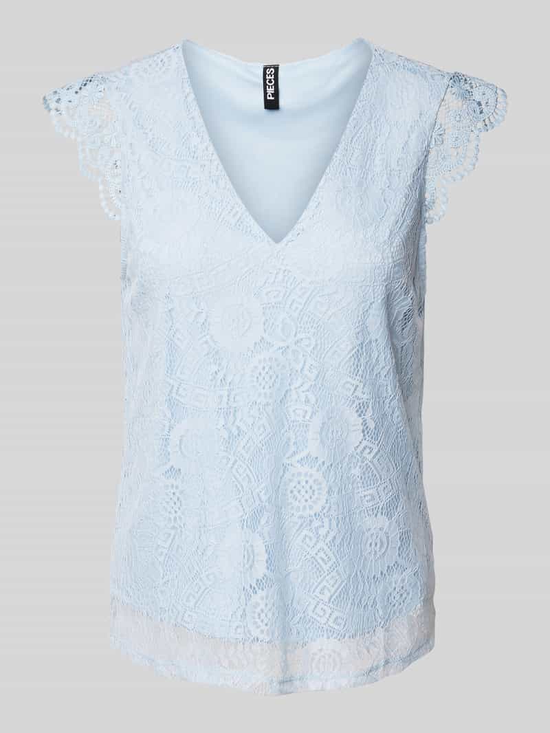Pieces Kanten top PCOLLINE SL LACE V-NECK TOP WVN NOOS