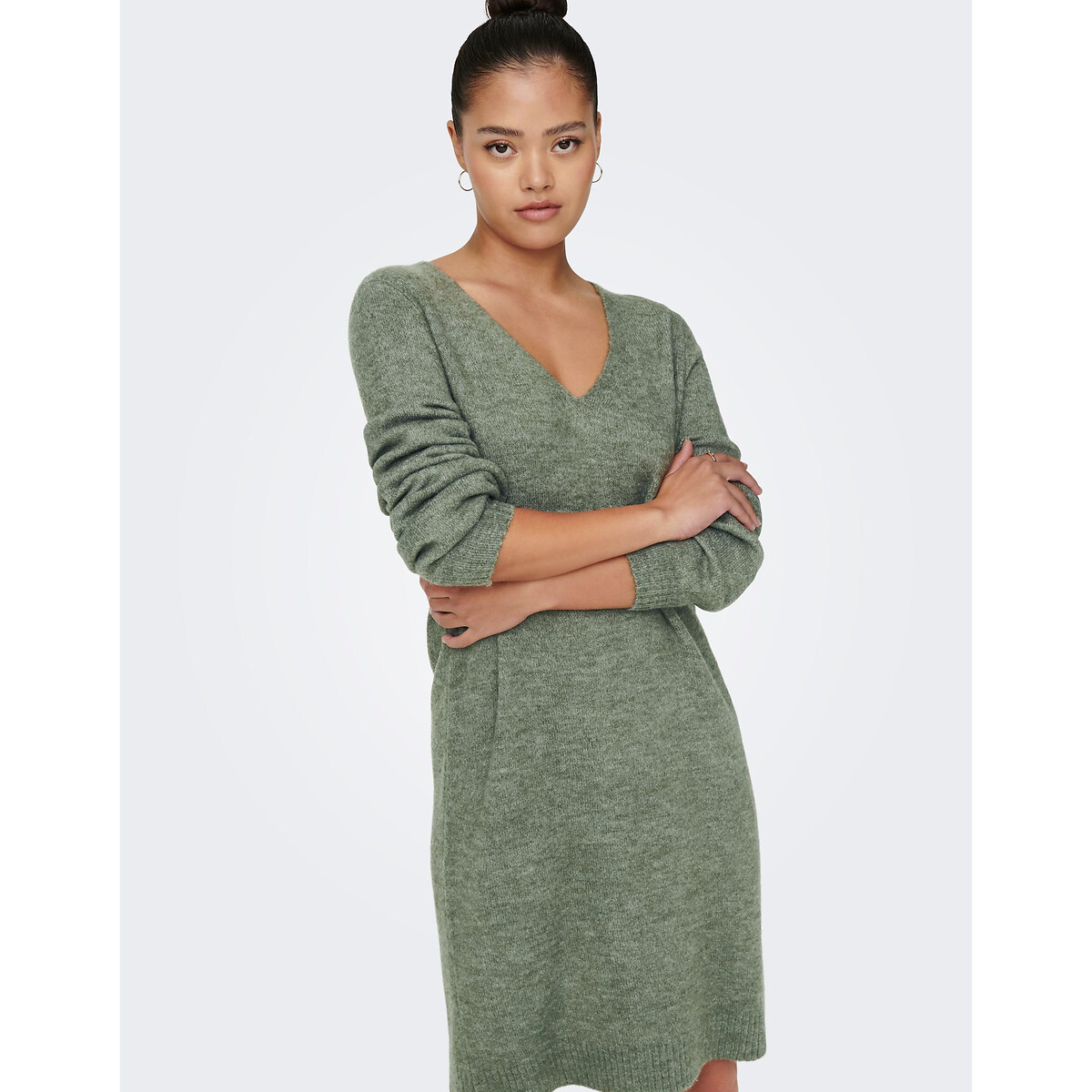 JDY Gebreide jurk ELANORA L/S V-NECK DRESS KNT NOOS