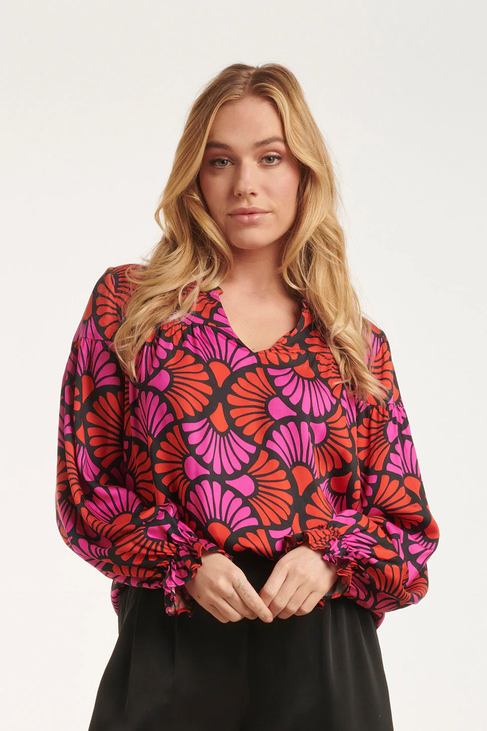Smashed Lemon 24516 --fuchsia gedrukte top |