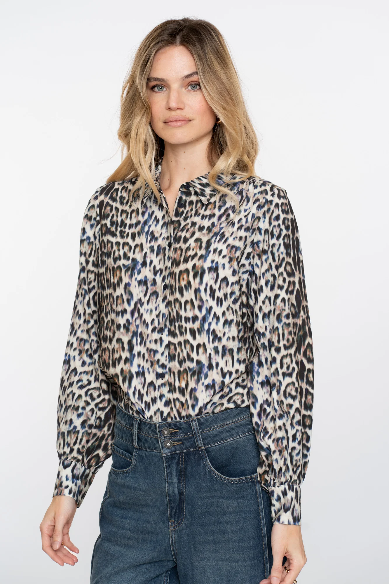 Geisha 53614-20 735 blouse animal camel/blue/black