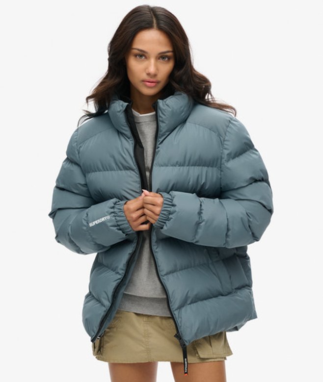 Superdry Oversized Sports Pufferjas Blauw