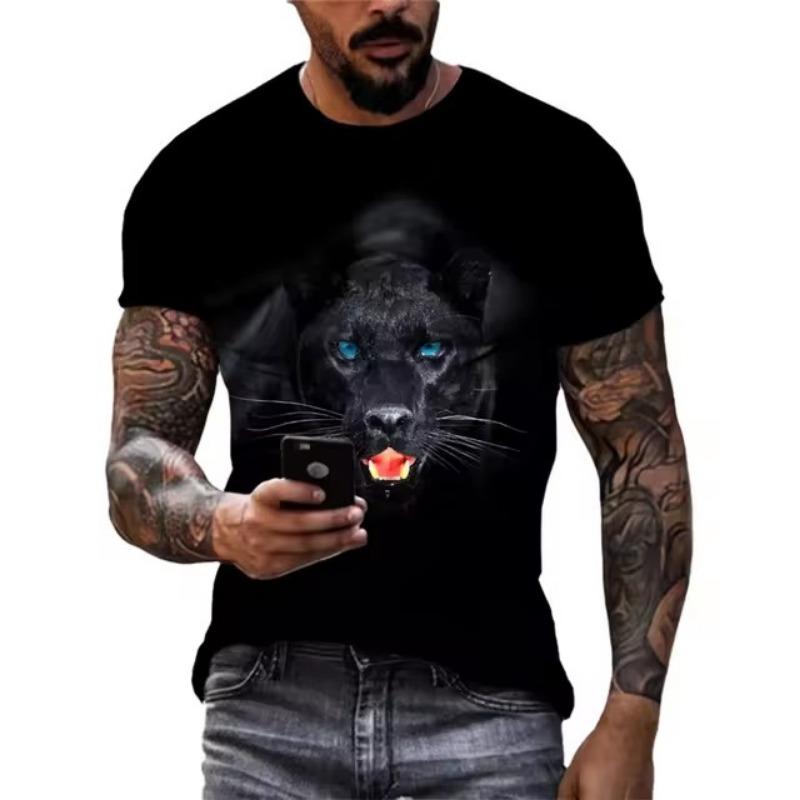 HerSight Mode Populaire Nieuwe Panther grafische t-shirts Zomer Trend Mannen Casual Knappe Korte Mouw 3D Animal Printing O-hals Tees Tops 6XL