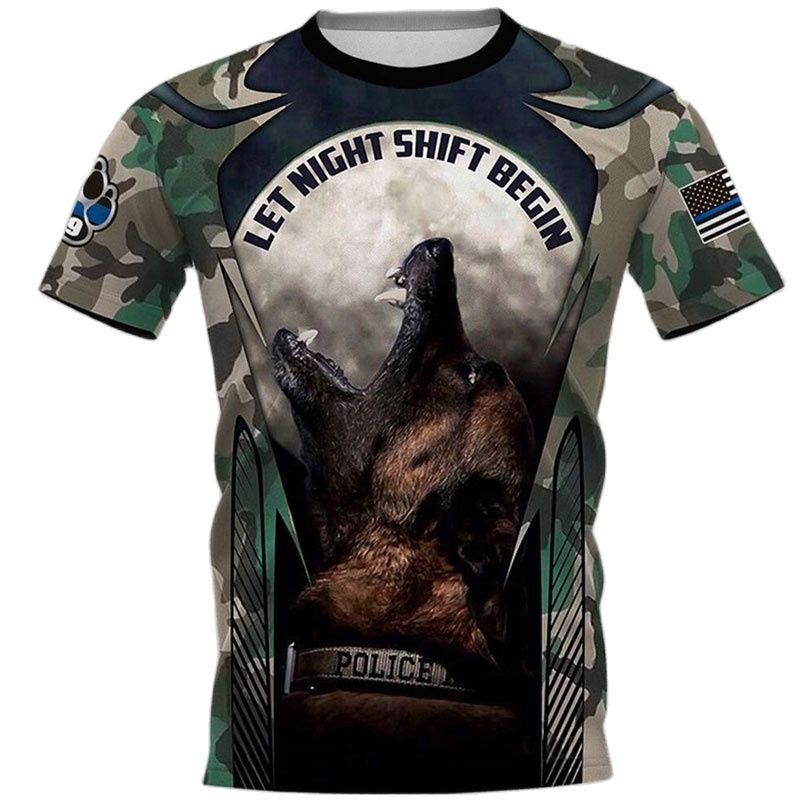 ETST WENDY 05 Mode Heren Militair T-shirt Nederlandse Belgische Herder 3D Geprint Harajuku Stijl Kleding Huisdier Hond Comfortabel Kort Mouw Shirt 2XL