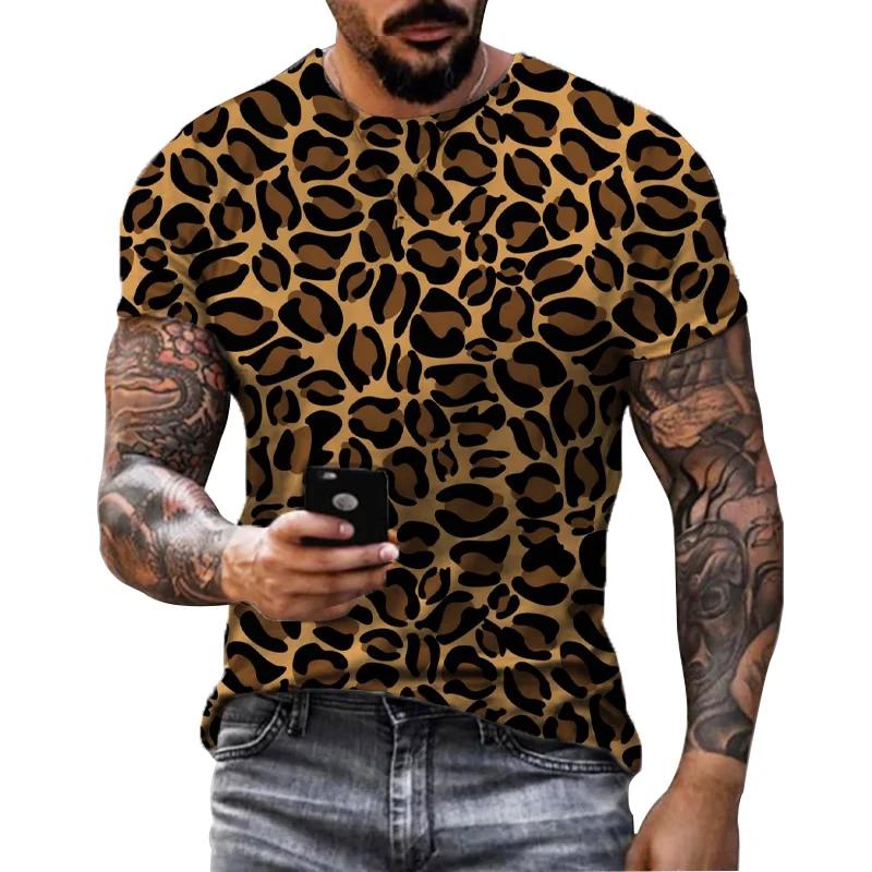 Laoxu Zomer Creatieve Mode 3D HD Print T-shirt Heren Persoonlijkheid Luipaard Trend Retro Harajuku Straat Hip-hop Casual Top Shirt S groen