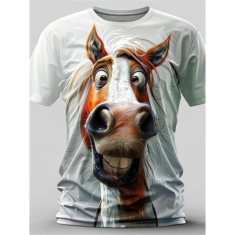 HerSight 2024 Nieuwe Mode Dier Paard 3D Print T-shirt Voor Mannen Vrouwen Casual Korte Mouw T-shirt Kinderen Streetwear Grappige Grafische Tee Tops 3XL